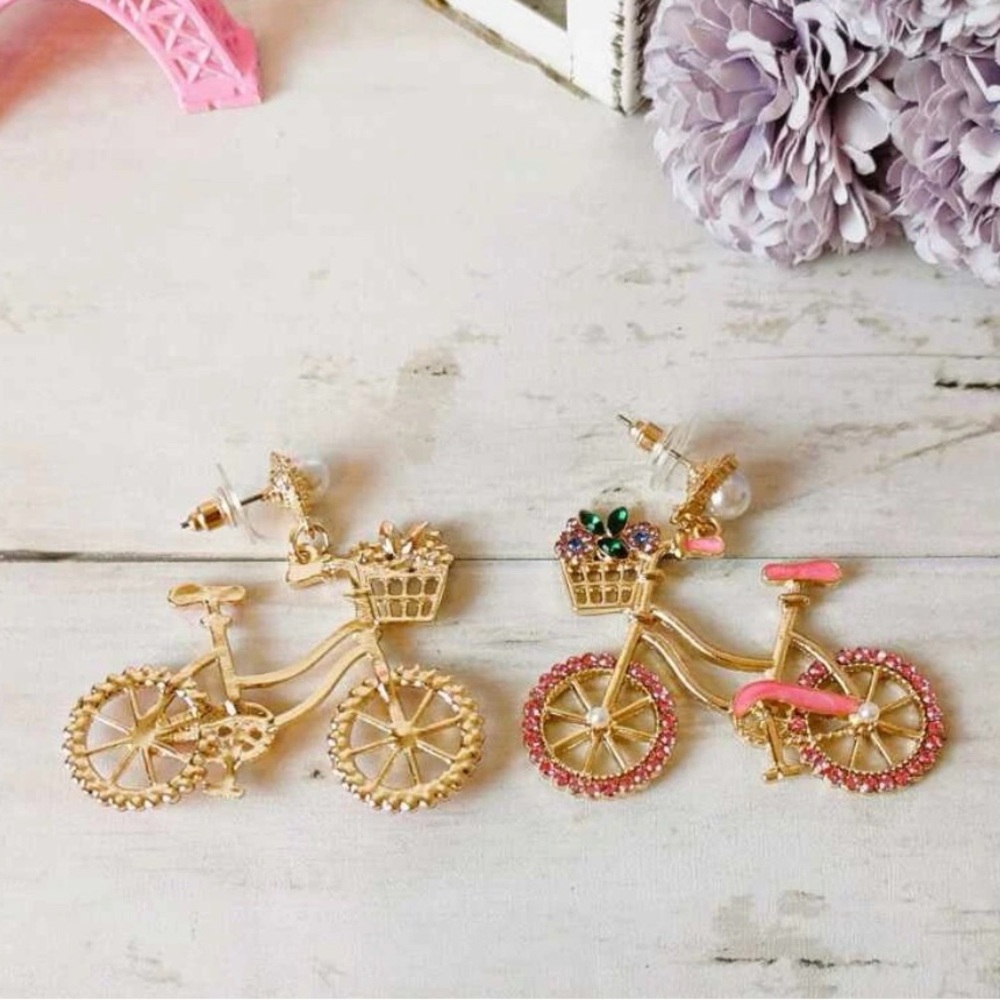 Romantic Rhinestone Bike Stud Earrings 🚲 #coquette-aesthetic